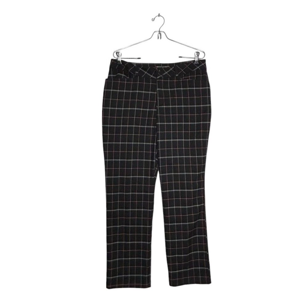 Lee Women's Windowpane Plaid Secretly Shapes Straight Leg Pant in Black - Sz 12P